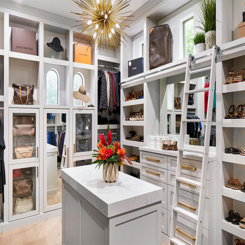 특정 옷장 YALIG 흰색 Walk-in Closet 유화 옷장 드로거와 바지 랙