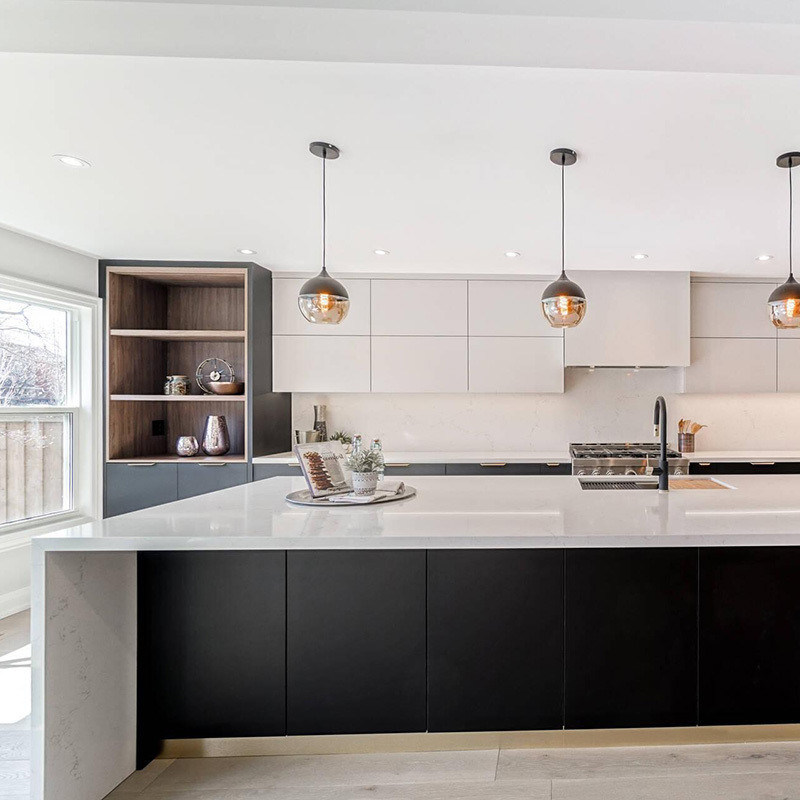 현대 럭셔리 주택을 위한 방수 및 내구성 있는 맞춤형 플레어 컬러 부엌 캐비닛