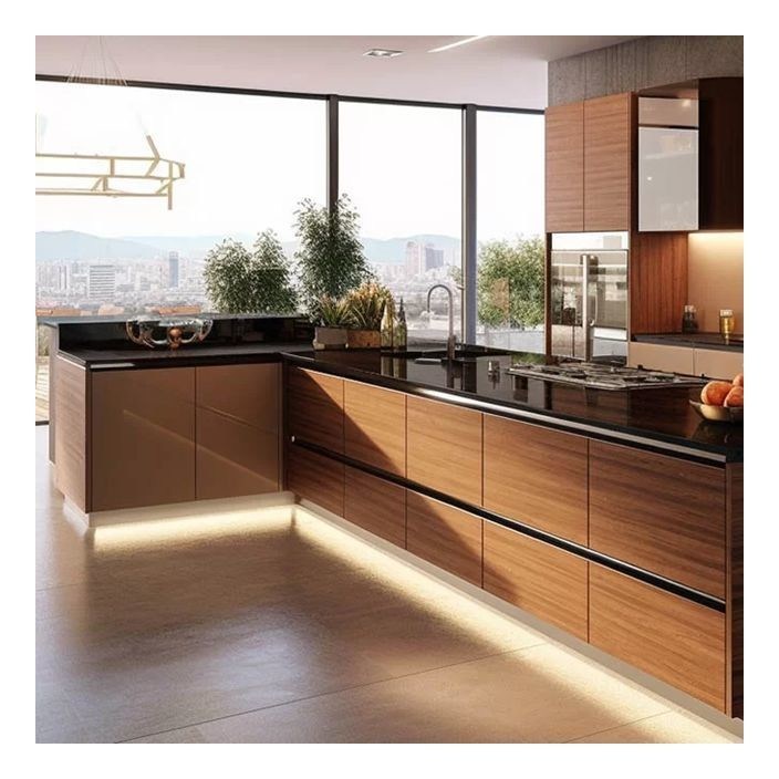 현대적 미니멀리즘 플랜크 고형 목재 캐비닛