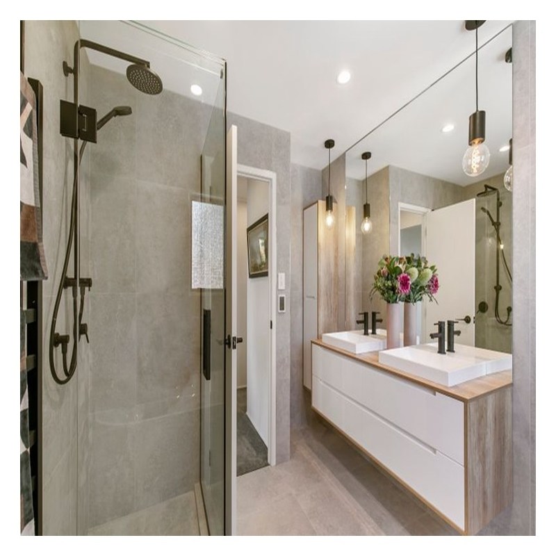 맞춤형 컬러 고 광택 아크릴 욕실 캐비닛과 더블 싱크 및 벽 장착