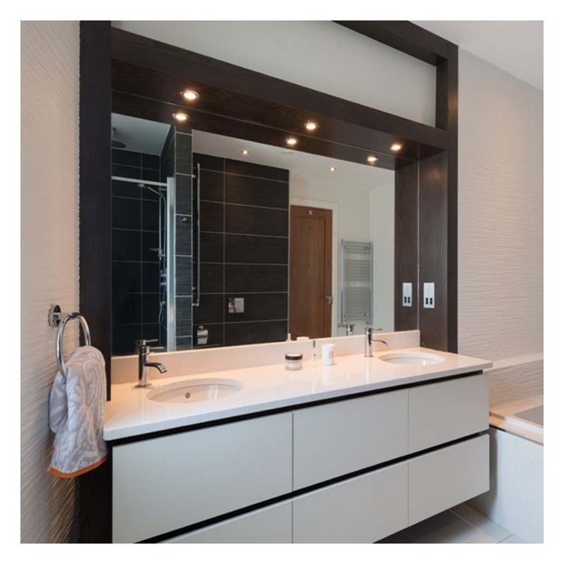 맞춤형 컬러 고 광택 아크릴 욕실 캐비닛과 더블 싱크 및 벽 장착