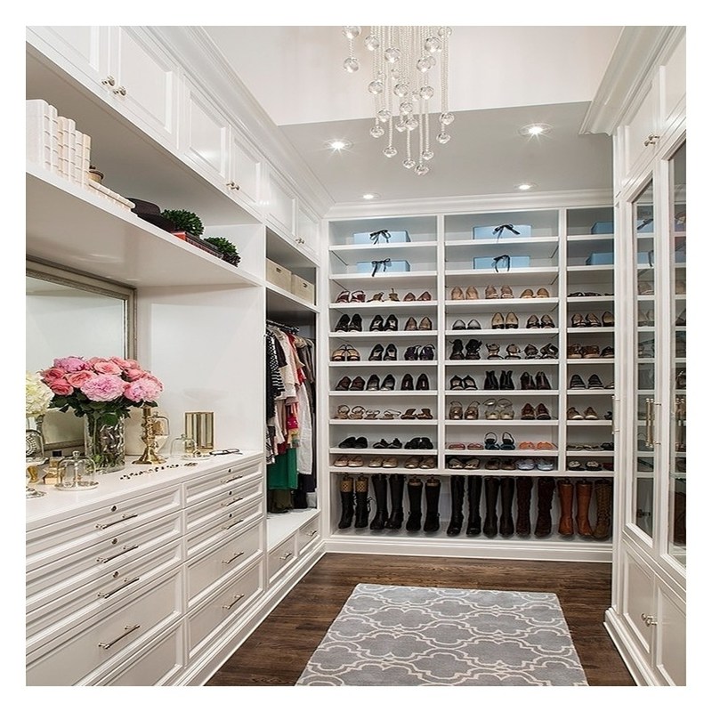 유럽 단단한 목재 워크 인 옷장 캐비닛 가정 침실 세트 가구