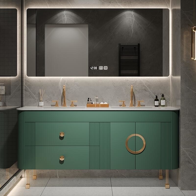 CAD/3D 미국식 현대 디자인 바닥 PVC 파크리보드 욕실 바니티 캐비닛 싱크장