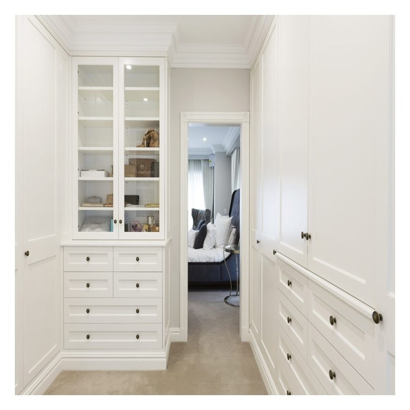 유럽 단단한 목재 워크 인 옷장 캐비닛 가정 침실 세트 가구