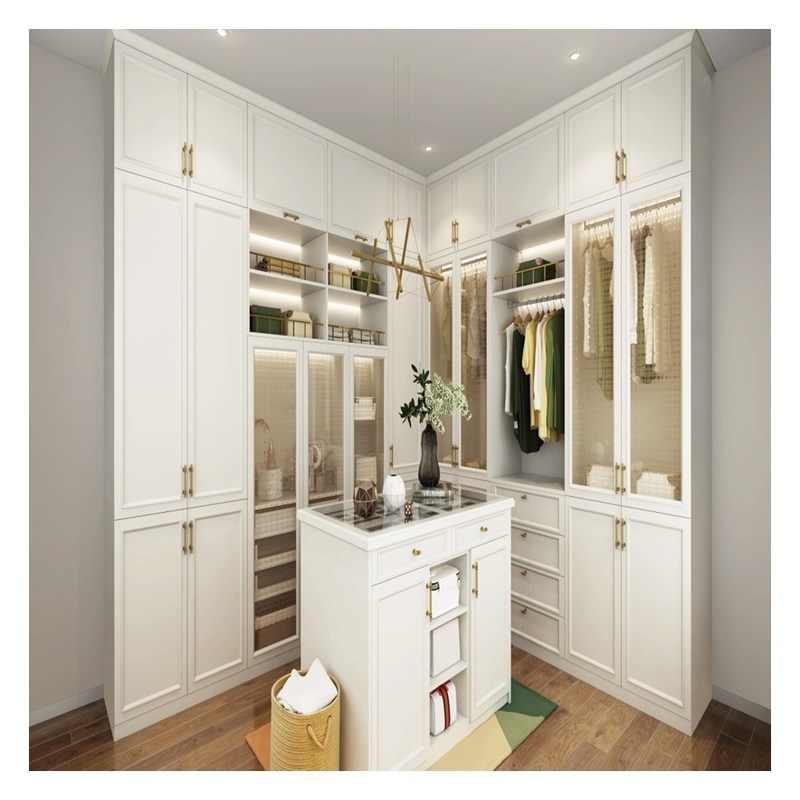 유럽 단단한 목재 워크 인 옷장 캐비닛 가정 침실 세트 가구