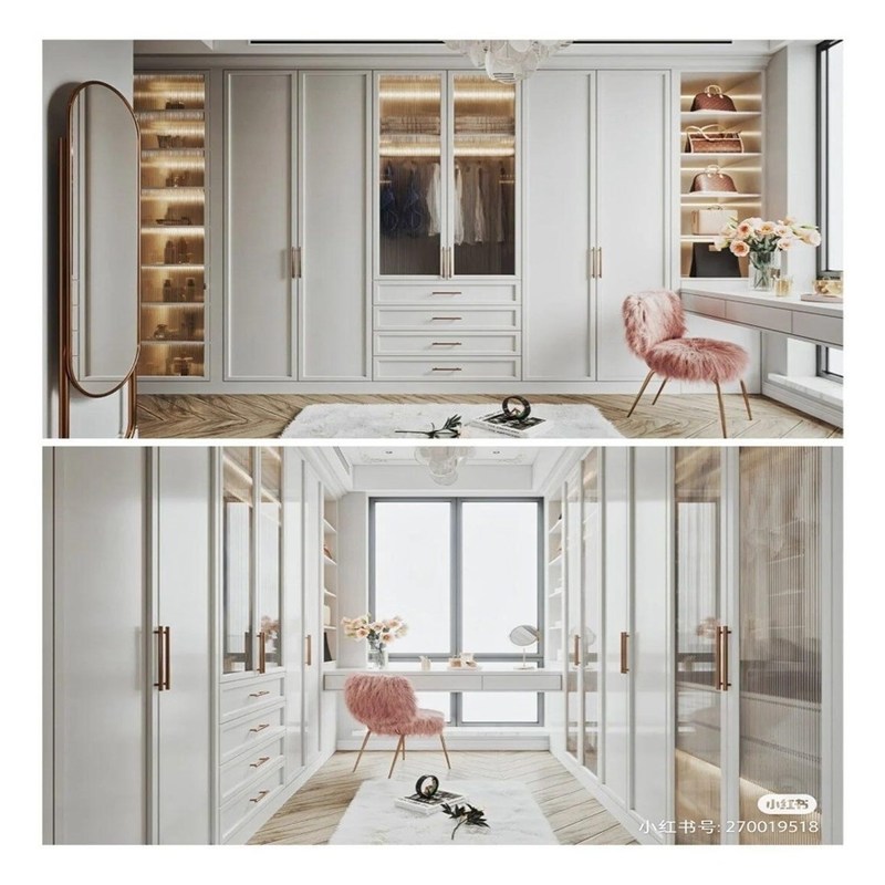 유럽 단단한 목재 워크 인 옷장 캐비닛 가정 침실 세트 가구