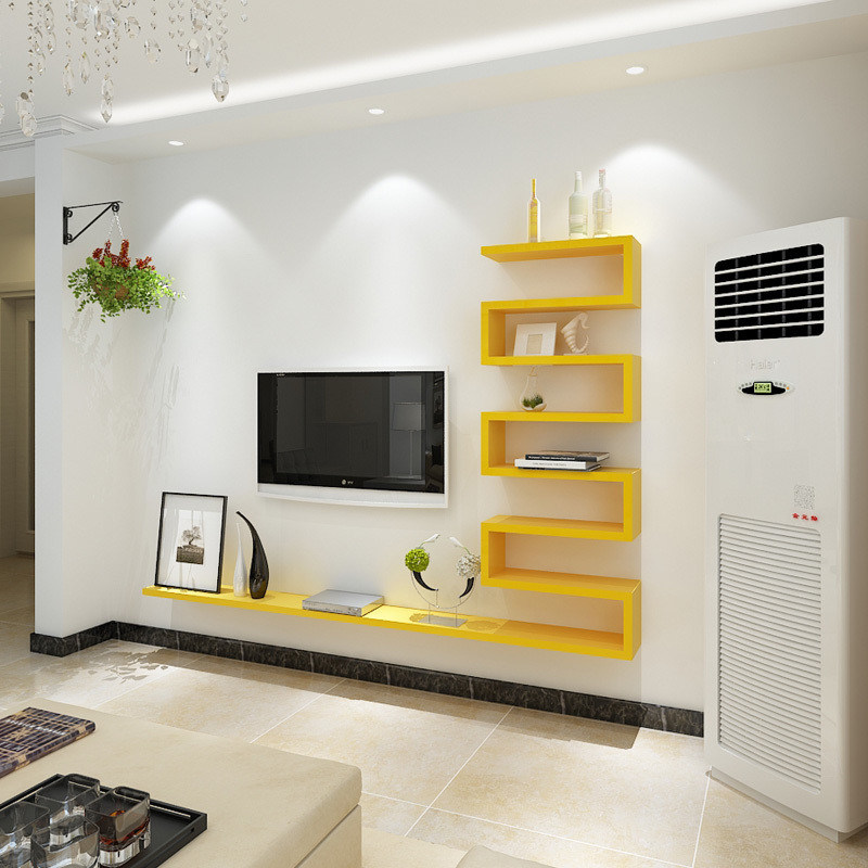 럭셔리 현대적인 거실 디자인을 위한 조정 가능한 나무 벽에 장착된 TV 스탠드