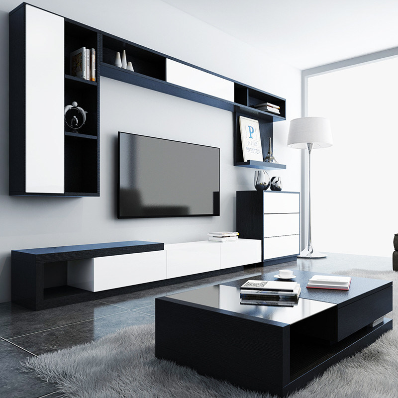 럭셔리 현대적인 거실 디자인을 위한 조정 가능한 나무 벽에 장착된 TV 스탠드