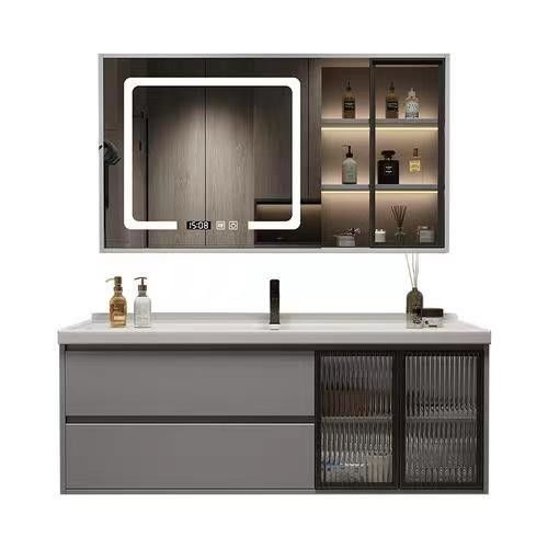 손잡이 없는 디자인 MDF 욕실 바니티 캐비닛 세트