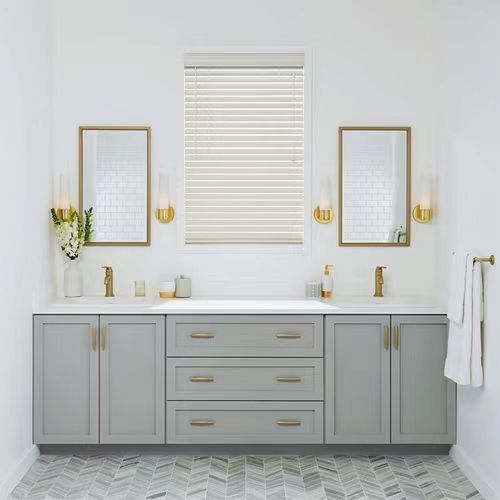 YALIG Custom Gold Double Sink Vanity Combo와 월 마운트로 욕실을 업그레이드하세요